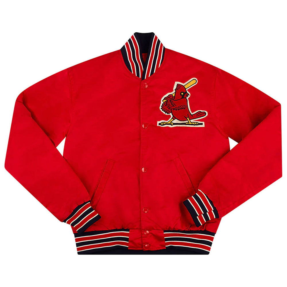 St. Louis Cardinals 1990s Varsity Red Satin Jacket 1 St. Louis Cardinals 1990s Varsity Red Satin Jacket - Modajacket