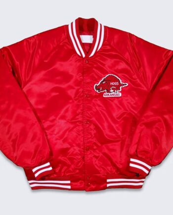 80s Arkansas Razorbacks Red Bomber Jacket - Modajacket