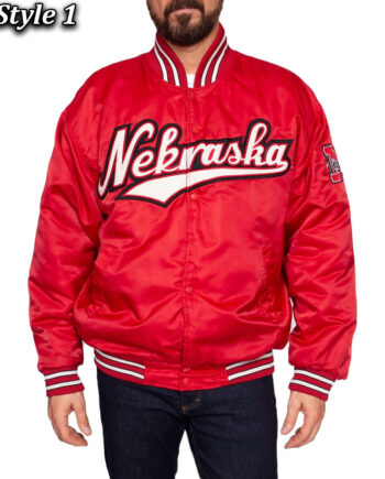 90s University Of Nebraska Red Varsity Satin Jacket - Modajacket