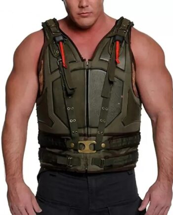 Mens Military Green Bane Leather Vest - Modajacket