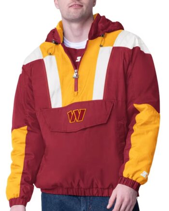 Washington Commanders Burgundy Gold Pullover Hoodie Jacket - Modajacket