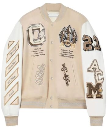 AC Milan Off White Varsity Jacket - Modajacket