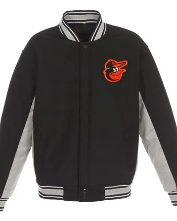 Accent Baltimore Orioles Black and Gray Varsity Wool Jacket - Modajacket
