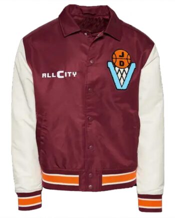 Varsity All City Basketball Maroon and White Jacket - Modajacket