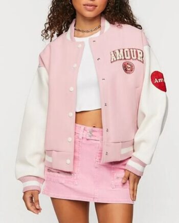 Amour Paris Pink Varsity Jacket - Modajacket