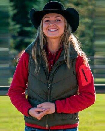 Amber Marshall Heartland Green Puffer Vest - Modajacket