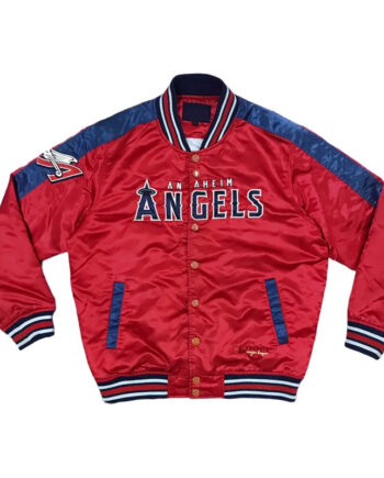 Anaheim Angels Red and Navy Varsity Satin Jacket - Modajacket