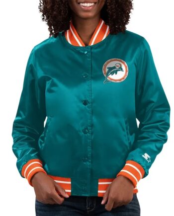 Miami Dolphins Full Count Aqua Satin Jacket - Modajacket