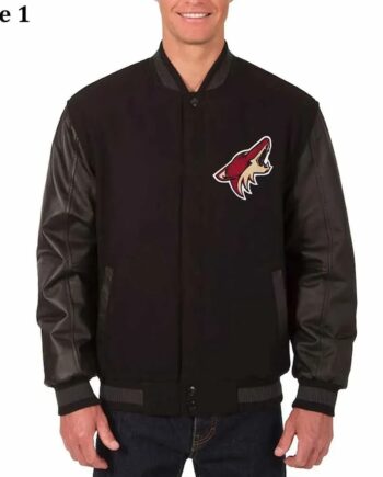 Arizona Coyotes Black Varsity Wool and Leather Jacket - Modajacket