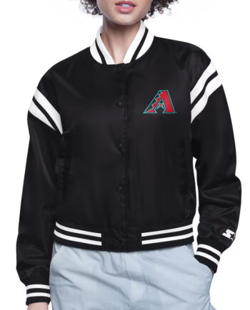 Arizona Diamondbacks Printed Logo Varsity Satin Jacket - Modajacket