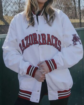 Arkansas Razorbacks White Bomber Jacket - Modajacket