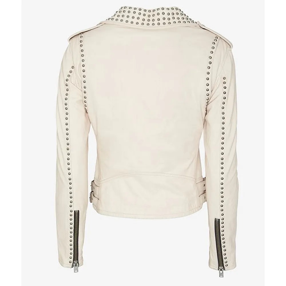 Pretty Little Liars Ashley Benson Studded White Leather Jacket 4 Pretty Little Liars Ashley Benson Studded White Leather Jacket