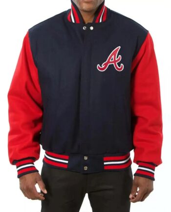 Varsity Atlanta Braves Two Tone Wool Jacket - Modajacket