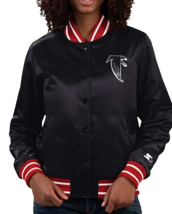 Atlanta Falcons Black Full Count Varsity Satin Jacket - Modajacket