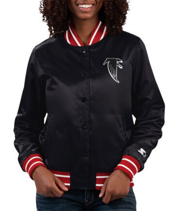 Atlanta Falcons Black Full Count Varsity Satin Jacket - Modajacket