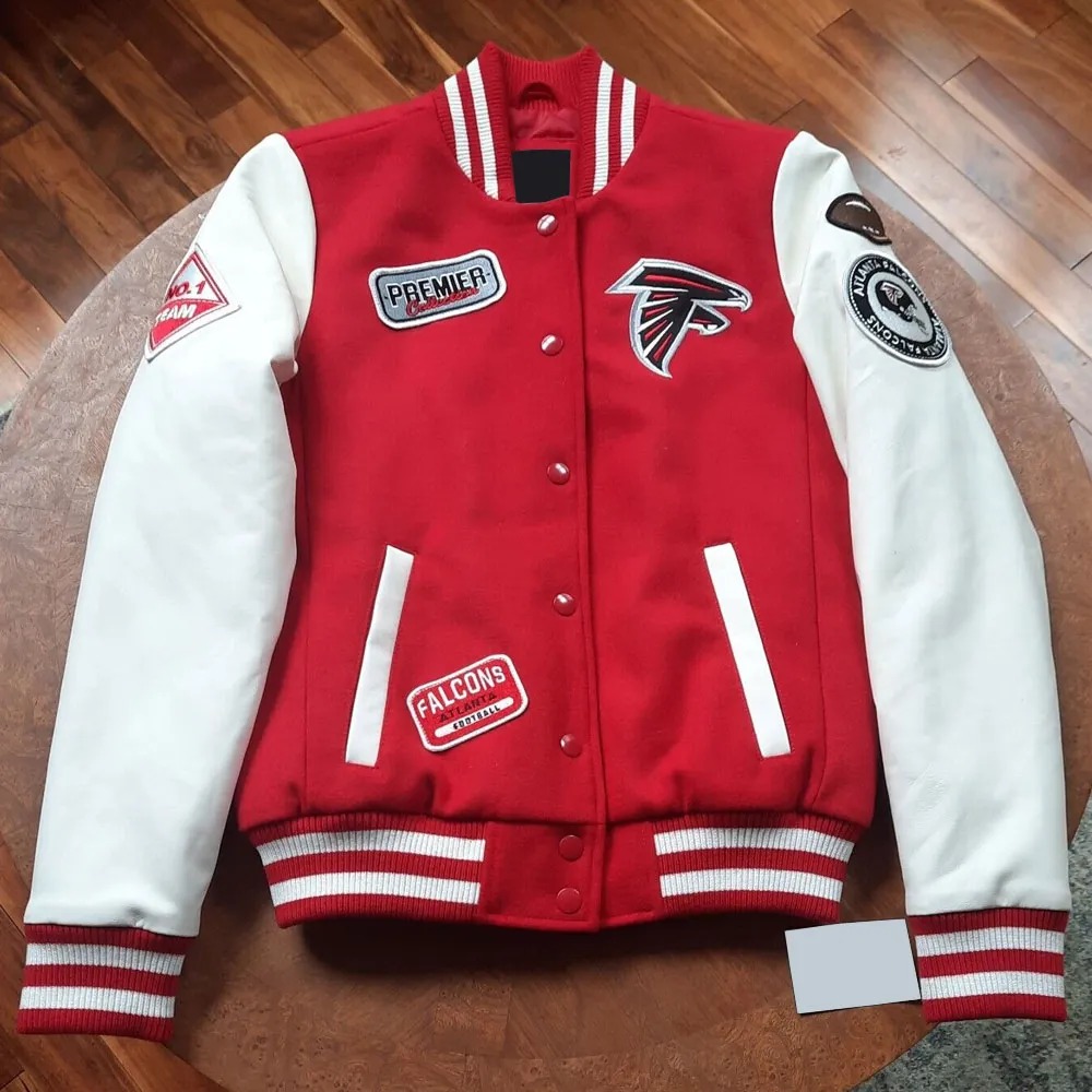 Varsity Atlanta Falcons White and Red Jacket 1 Varsity Atlanta Falcons White and Red Jacket - Modajacket