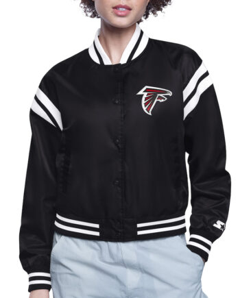 Atlanta Falcons Printed Logo Varsity Satin Jacket - Modajacket