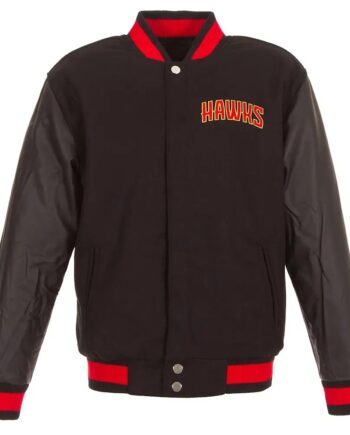 Atlanta Hawks Varsity Black Wool/Leather Jacket - Modajacket