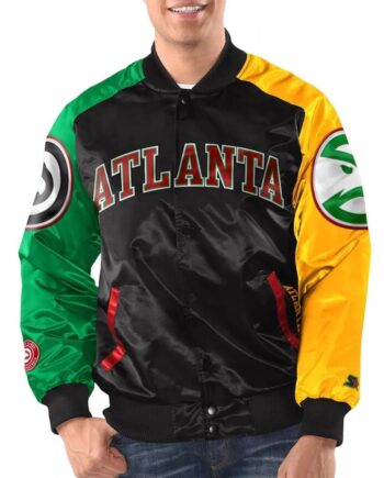 Atlanta Hawks Ty Mopkins Black/Red Varsity Satin Jacket - Modajacket