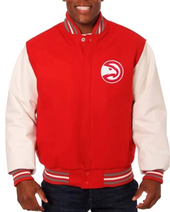 Atlanta Hawks Red and White Varsity Jacket - Modajacket