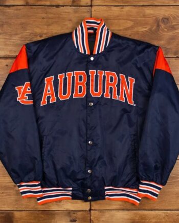 Auburn University College Navy Varsity Satin Jacket - Modajacket