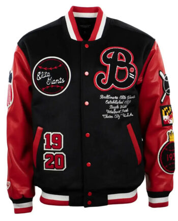 Baltimore Elite Giants Black and Red Varsity Jacket - Modajacket