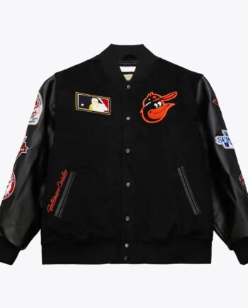 Baltimore Orioles Black Out Vintage Logo Varsity Jacket - Modajacket