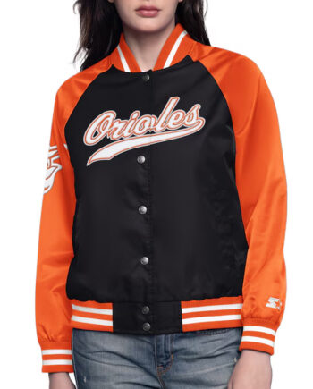 Black/Orange Baltimore Orioles Home Run Varsity Satin Jacket - Modajacket