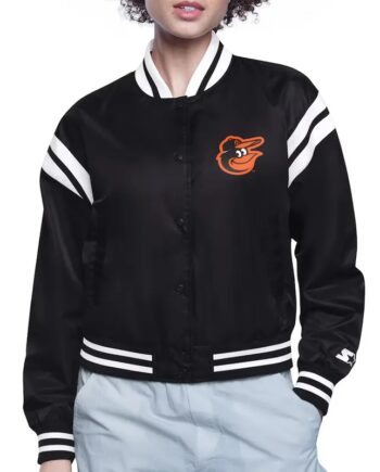 Baltimore Orioles Printed Logo Varsity Satin Jacket - Modajacket