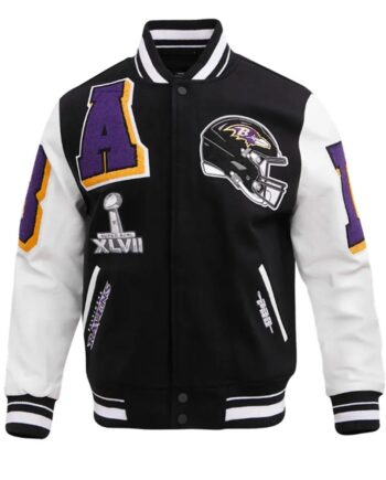 Baltimore Ravens Mashup Black and White Varsity Jacket - Modajacket