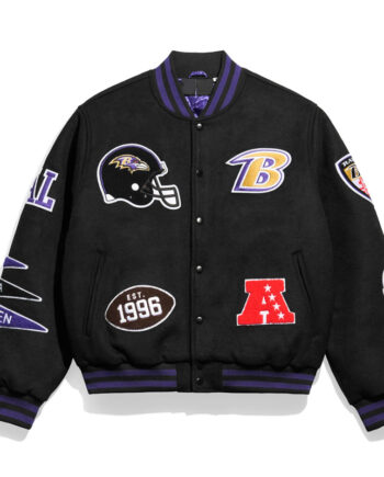 Baltimore Ravens Pennant Black Varsity Wool Jacket - Modajacket