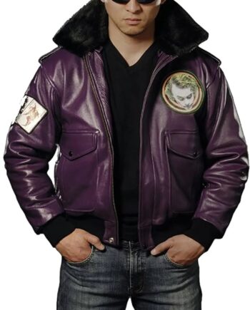 Batman Joker Goon Purple Bomber Leather Jacket - Modajacket