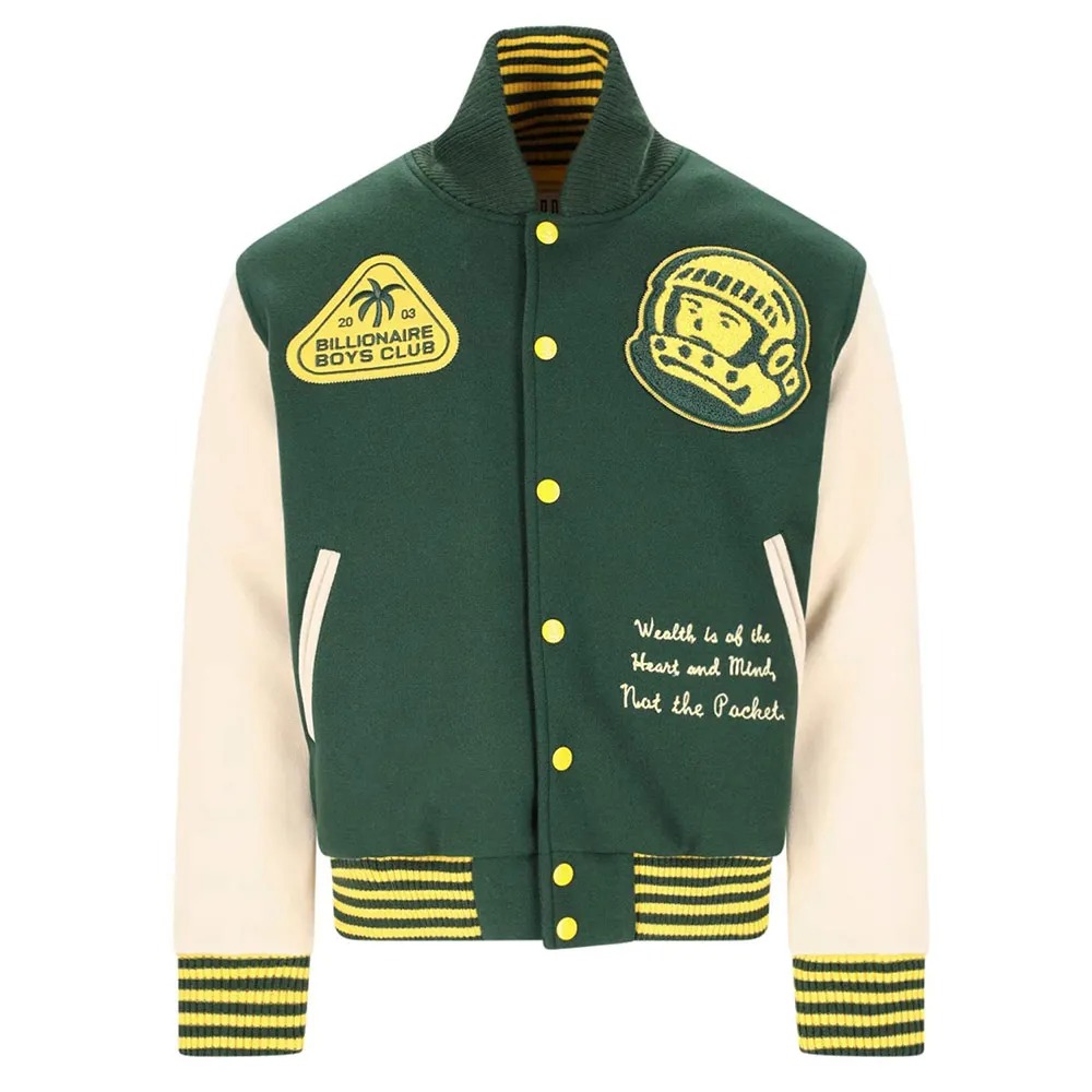 BBC Patch-detailed Button-Up Varsity Jacket 1 BBC Patch-detailed Button-Up Varsity Jacket - Modajacket