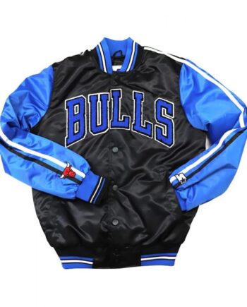 Chicago Bulls Black & Blue Satin Jacket - Modajacket