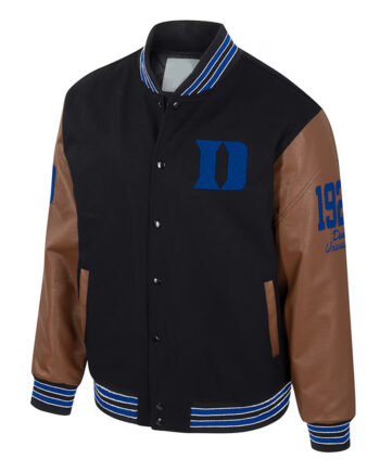 Duke Blue Devils Black & Brown Letterman Jacket - Modajacket