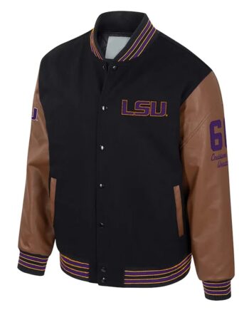 LSU Tigers Black and Brown Letterman Jacket - Modajacket