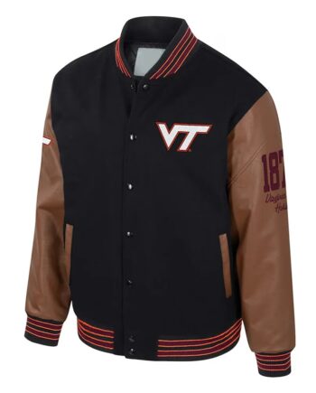 Virginia Tech Hokies Black & Brown Varsity Jacket - Modajacket