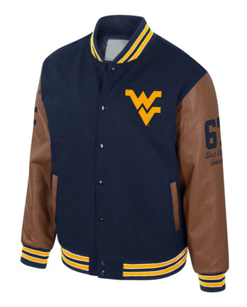 West Virginia Mountaineers Navy & Brown Varsity Letterman Jacket - Modajacket