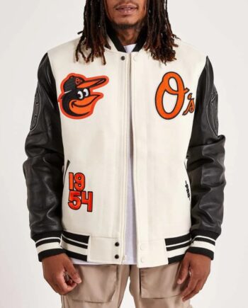 Baltimore Orioles Black and Off White Varsity Jacket - Modajacket
