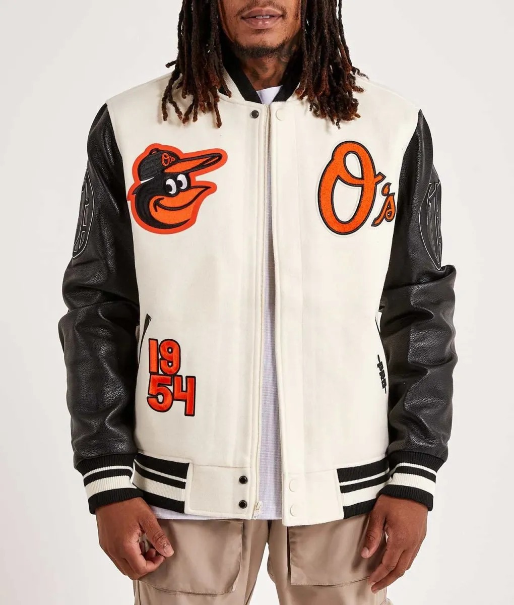 Baltimore Orioles Black and Off White Varsity Jacket 1 Baltimore Orioles Black and Off White Varsity Jacket - Modajacket