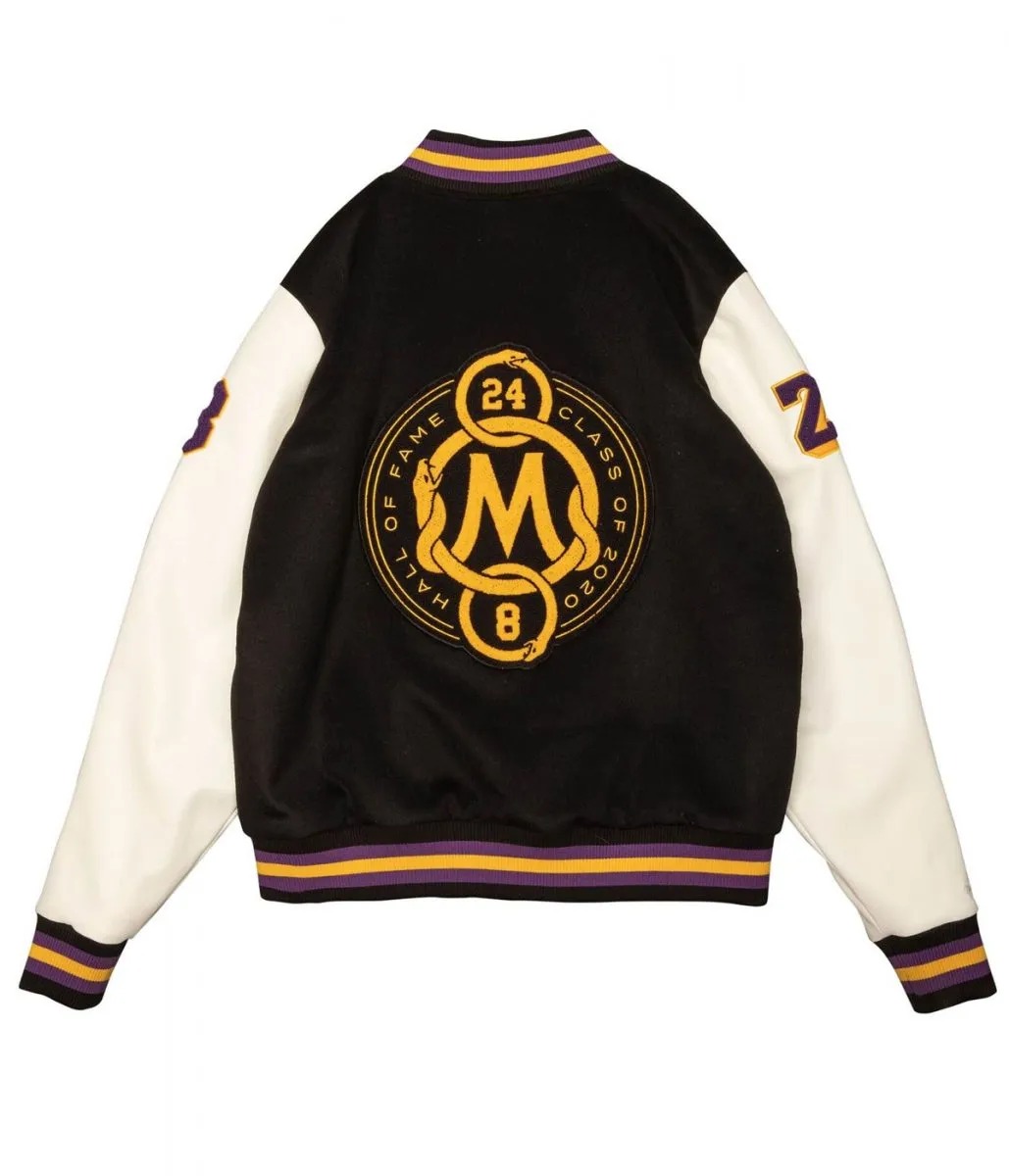 LA Lakers Black Mamba Hall of Fame Kobe Bryant Varsity Jacket 2 LA Lakers Black Mamba Hall of Fame Kobe Bryant Varsity Jacket