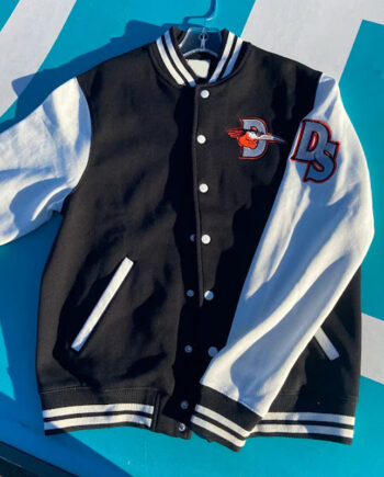 Delmarva Shorebirds Black and White Varsity Fleece Jacket - Modajacket