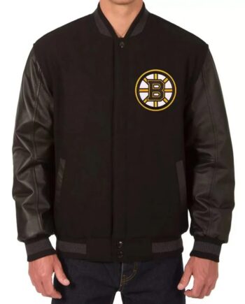 Black Boston Bruins Varsity Wool/Leather Jacket - Modajacket