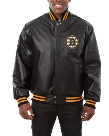 Varsity Boston Bruins Black Leather Jacket - Modajacket