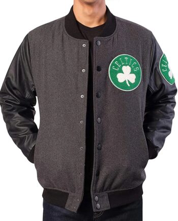 Boston Celtics Varsity Charcoal and Black Jacket - Modajacket