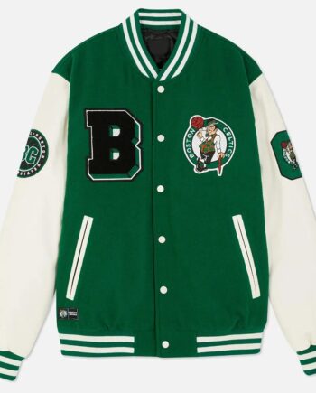 Boston Celtics Varsity Green and Off White Jacket - Modajacket