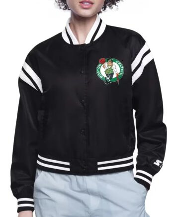 Boston Celtics Printed Logo Varsity Satin Jacket - Modajacket