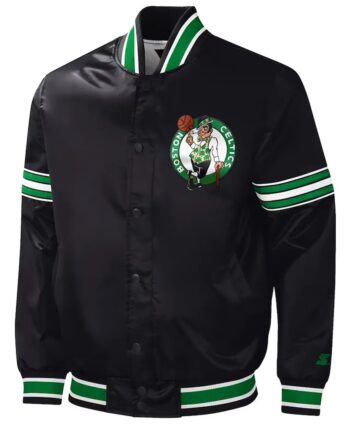 Slider Boston Celtics Varsity Black Satin Jacket - Modajacket