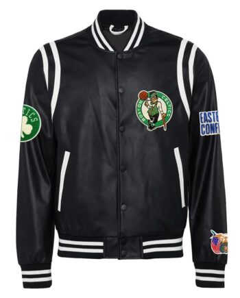 Boston Celtics Vegan Black Varsity Leather Jacket - Modajacket