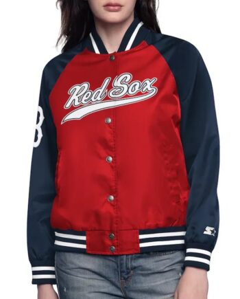 Red/Navy Boston Red Sox Home Run Varsity Satin Jacket - Modajacket